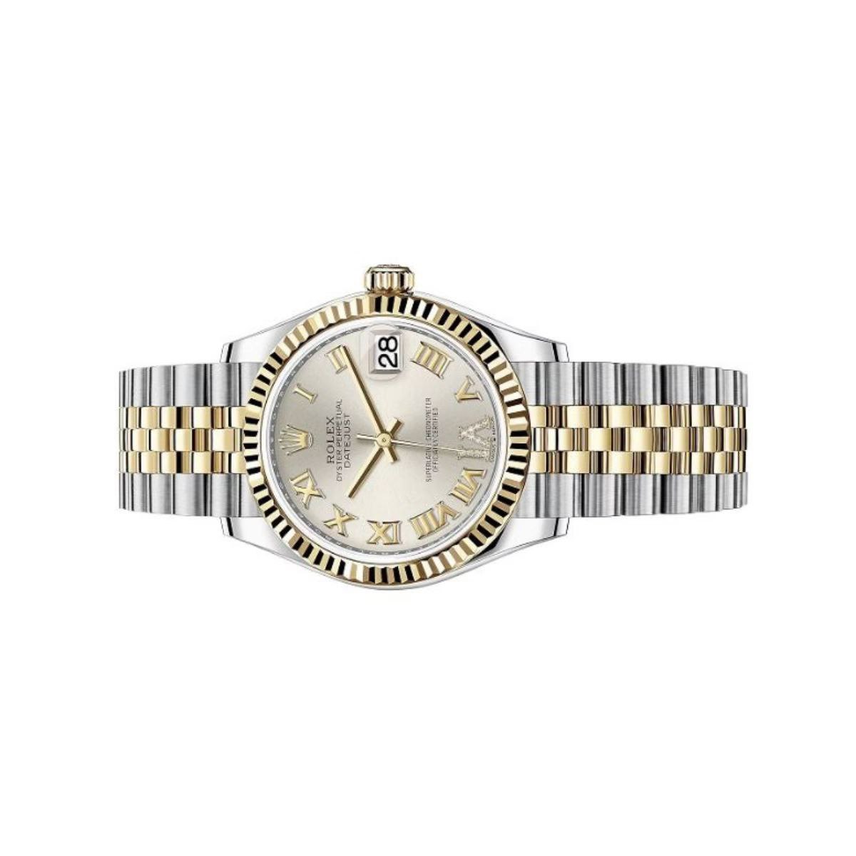 Rolex Datejust 31mm Women’s Master Quality Watch – Silver Roman Numeral Dial, Yellow Two-Tone Jubilee Bracelet & Yellow Gold-Tone Fluted Bezel