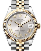 Rolex Datejust 31mm Women’s Master Quality Watch – Silver Roman Numeral Dial, Yellow Two-Tone Jubilee Bracelet & Yellow Gold-Tone Fluted Bezel