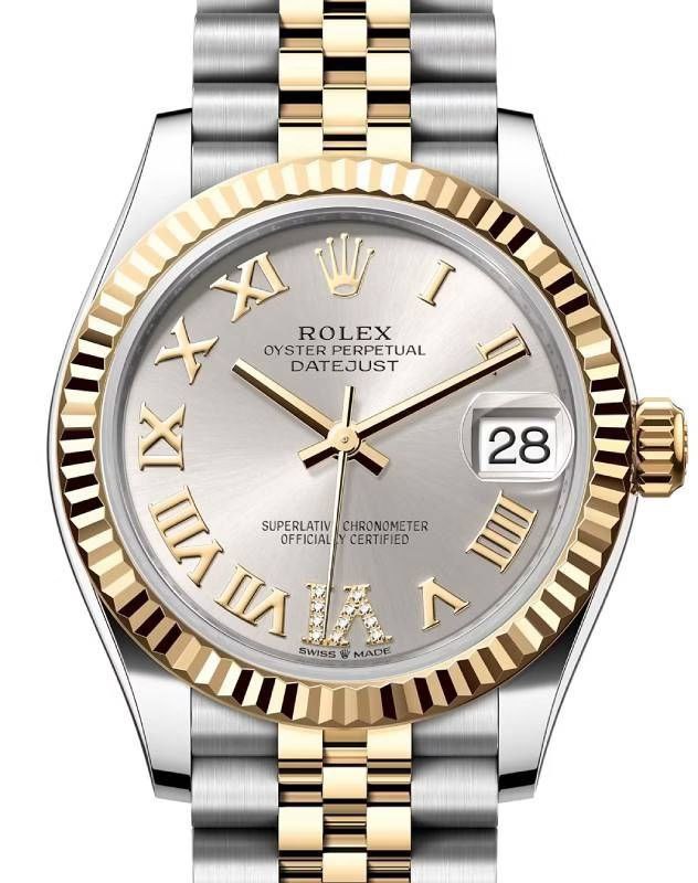 Rolex Datejust 31mm Women’s Master Quality Watch – Silver Roman Numeral Dial, Yellow Two-Tone Jubilee Bracelet & Yellow Gold-Tone Fluted Bezel