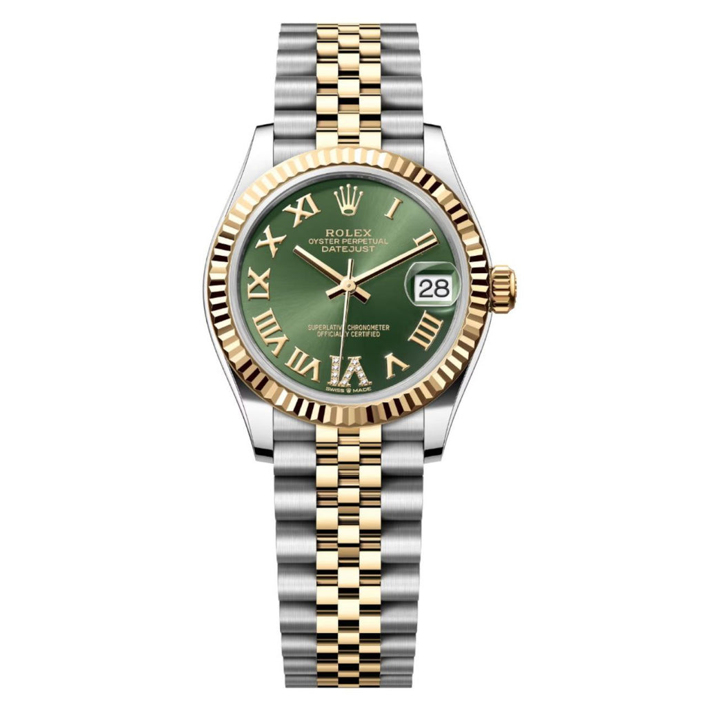 Rolex Datejust 31mm Women’s Master Quality Watch – Green Roman Numeral Dial, Yellow Two-Tone Jubilee Bracelet & Yellow Gold-Tone Fluted Bezel