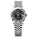 Rolex Datejust 31mm Women’s Master Quality Watch – Black Roman Numeral Dial, Stainless Steel Jubilee Bracelet & Stainless Steel Fluted Bezel