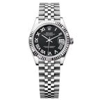 Rolex Datejust 31mm Women’s Master Quality Watch – Black Roman Numeral Dial, Stainless Steel Jubilee Bracelet & Stainless Steel Fluted Bezel