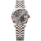 Rolex Datejust 31mm Women’s Master Quality Watch – Grey Roman Numeral Dial, Rose Two-Tone Jubilee Bracelet & Rose Gold-Tone Fluted Bezel