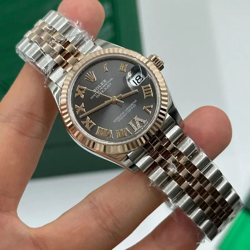 Rolex Datejust 31mm Women’s Master Quality Watch – Grey Roman Numeral Dial, Rose Two-Tone Jubilee Bracelet & Rose Gold-Tone Fluted Bezel