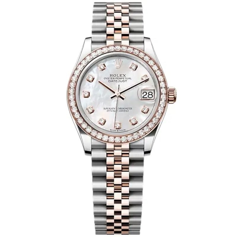 Rolex Datejust 31mm Women’s Master Quality Watch – White Mother-of-Pearl Dial, Rose Two-Tone Jubilee Bracelet & Rose Gold-Tone Fluted Bezel