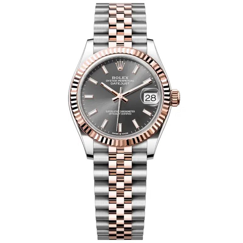 Rolex Datejust 31mm Women’s Master Quality Watch – Grey Dial, Rose Two-Tone Jubilee Bracelet & Rose Gold-Tone Fluted Bezel
