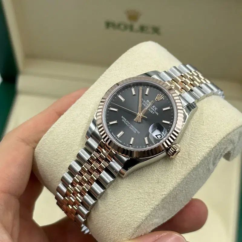 Rolex Datejust 31mm Women’s Master Quality Watch – Grey Dial, Rose Two-Tone Jubilee Bracelet & Rose Gold-Tone Fluted Bezel
