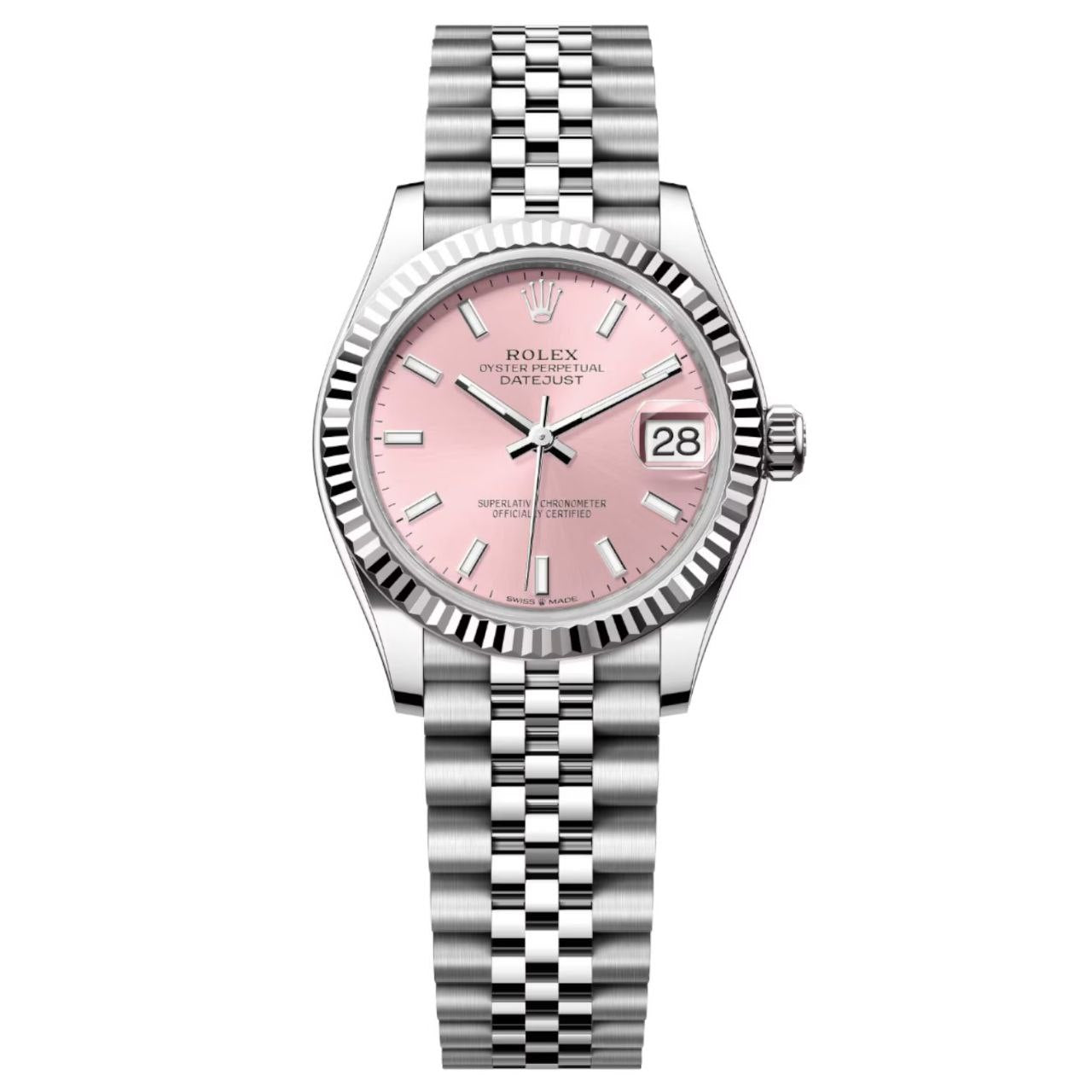Rolex Datejust 31mm Women’s Master Quality Watch – Pink Dial, Stainless Steel Jubilee Bracelet & Stainless Steel Fluted Bezel