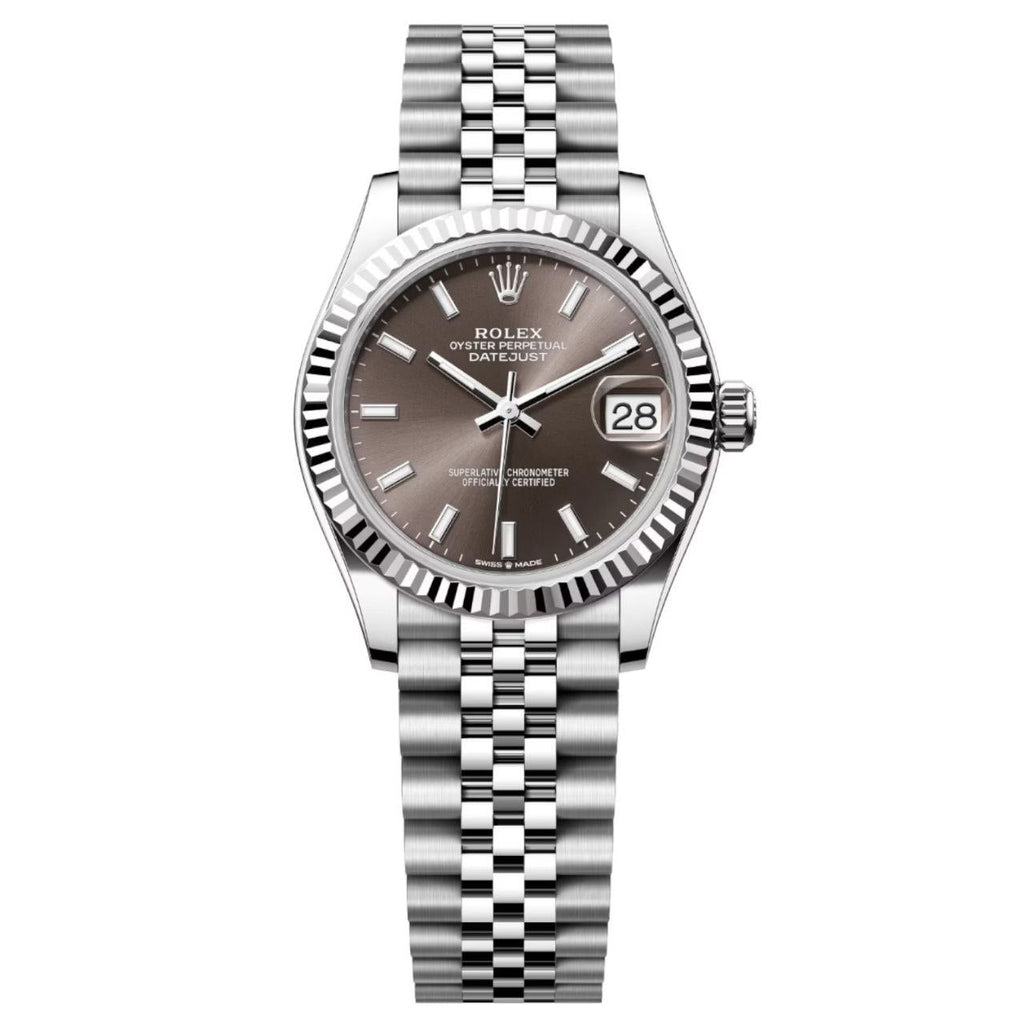 Rolex Datejust 31mm Women’s Master Quality Watch – Dark Brown Dial, Stainless Steel Jubilee Bracelet & Stainless Steel Fluted Bezel