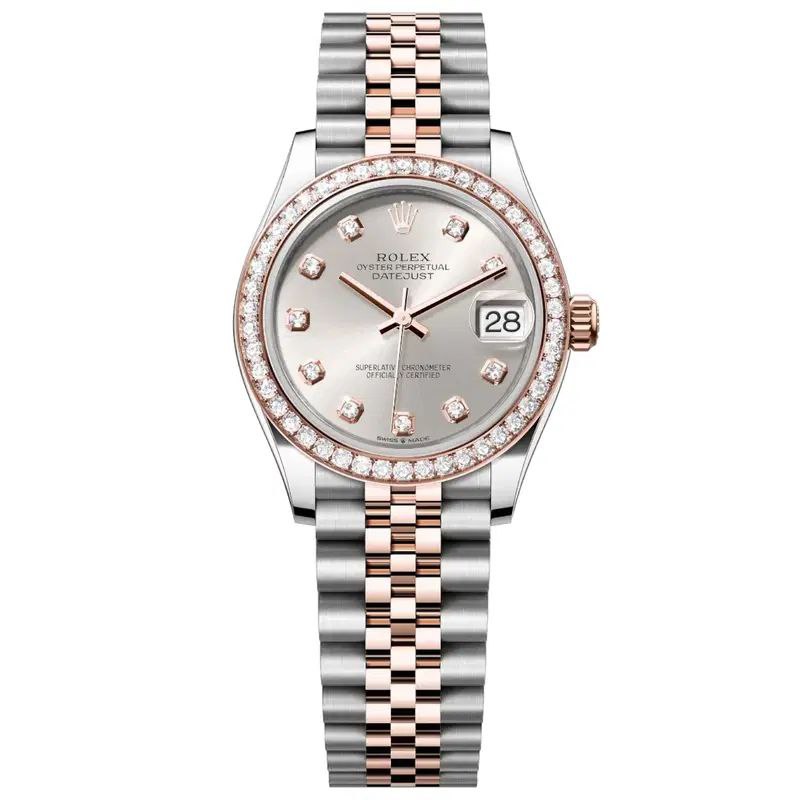 Rolex Datejust 31mm Women’s Master Quality Watch – Silver Diamond Dial, Rose Two-Tone Jubilee Bracelet & Rose Gold-Tone Diamond-Set Bezel