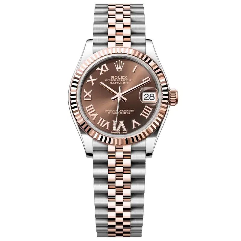 Rolex Datejust 31mm Women’s Master Quality Watch – Chocolate Sunburst Dial, Rose Two-Tone Jubilee Bracelet & Rose Gold-Tone Fluted Bezel