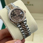 Rolex Datejust 31mm Women’s Master Quality Watch – Grey Roman Numeral Dial, Rose Two-Tone Jubilee Bracelet & Rose Gold-Tone Fluted Bezel