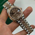 Rolex Datejust 31mm Women’s Master Quality Watch – Chocolate Sunburst Dial, Rose Two-Tone Jubilee Bracelet & Rose Gold-Tone Fluted Bezel