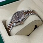 Rolex Datejust 31mm Women’s Master Quality Watch – Chocolate Sunburst Dial, Rose Two-Tone Jubilee Bracelet & Rose Gold-Tone Fluted Bezel