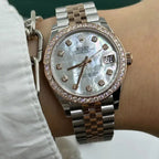 Rolex Datejust 31mm Women’s Master Quality Watch – White Mother-of-Pearl Dial, Rose Two-Tone Jubilee Bracelet & Rose Gold-Tone Fluted Bezel