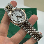 Rolex Datejust 31mm Women’s Master Quality Watch – White Roman Numeral Dial, Rose Two-Tone Jubilee Bracelet & Rose Gold-Tone Diamond-Set Bezel
