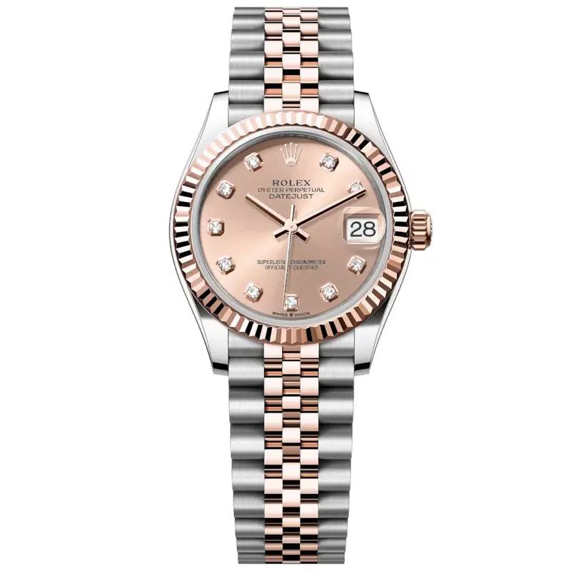Rolex Datejust 31mm Women’s Master Quality Watch – Salmon Dial, Rose Two-Tone Jubilee Bracelet & Rose Gold-Tone Fluted Bezel