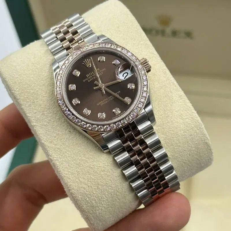 Rolex Datejust 31mm Women’s Master Quality Watch – Chocolate Dial, Rose Two-Tone Jubilee Bracelet & Rose Gold-Tone Diamond-Set Bezel