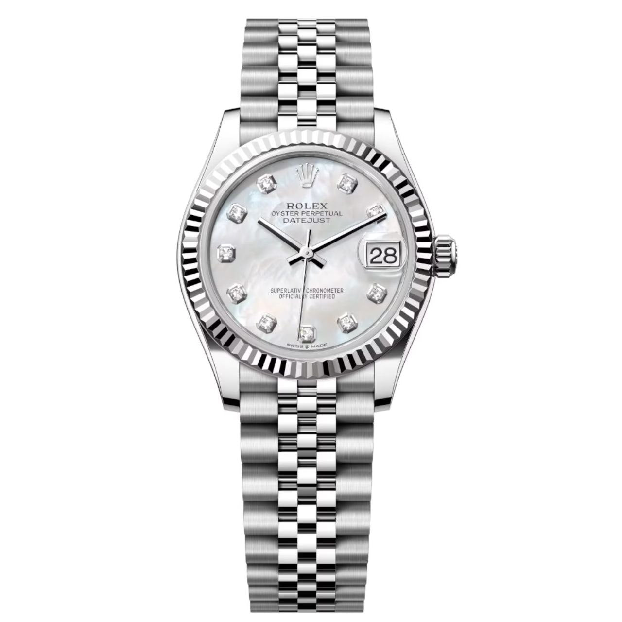 Rolex Datejust 31mm Women’s Master Quality Watch – Silver Sunburst Dial, Stainless Steel Jubilee Bracelet & Stainless Steel Fluted Bezel