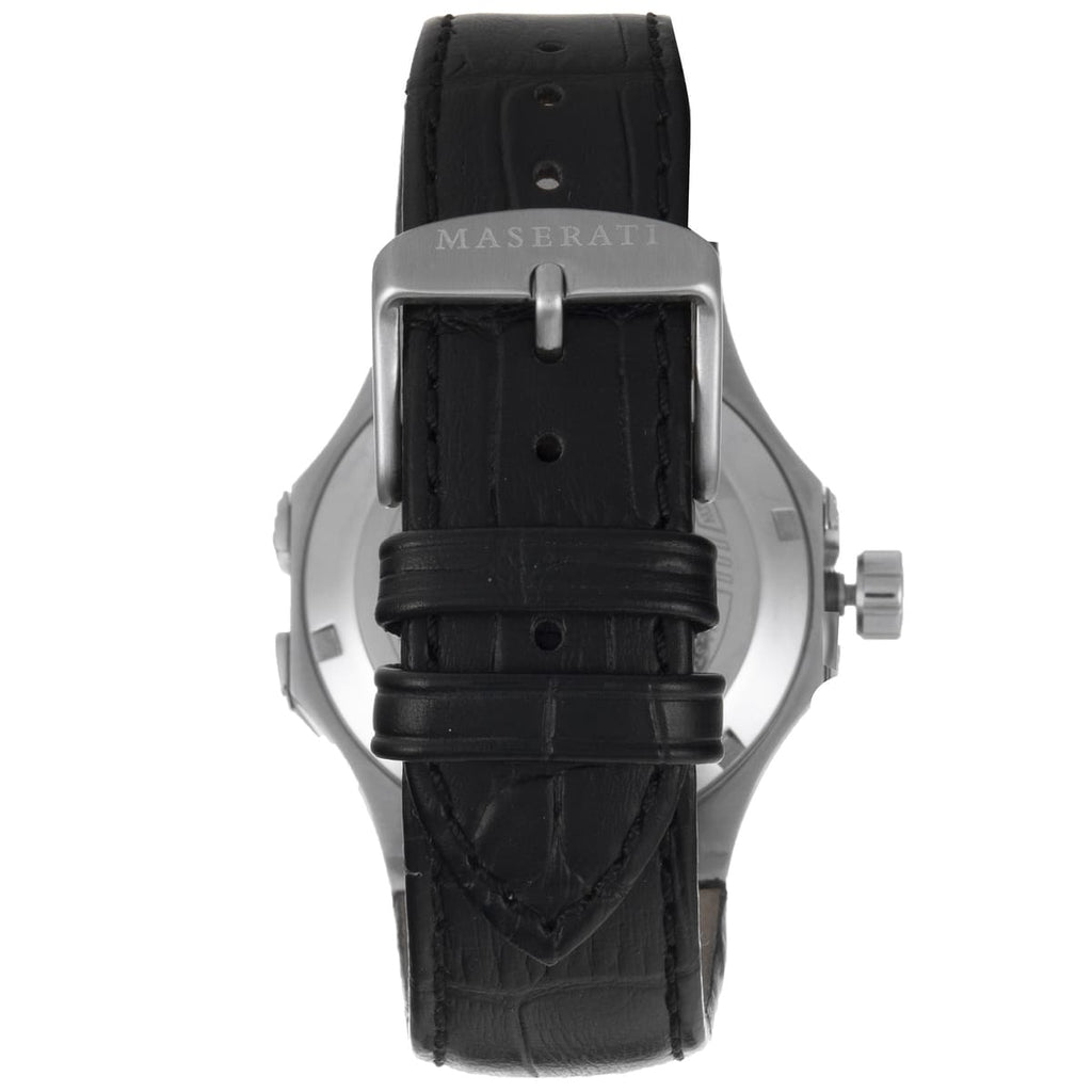 Maserati Potenza R8821108031 42mm Men’s Automatic Watch – Skeleton Dial & Black Croco-Embossed Leather Strap