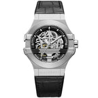 Maserati Potenza R8821108031 42mm Men’s Automatic Watch – Skeleton Dial & Black Croco-Embossed Leather Strap