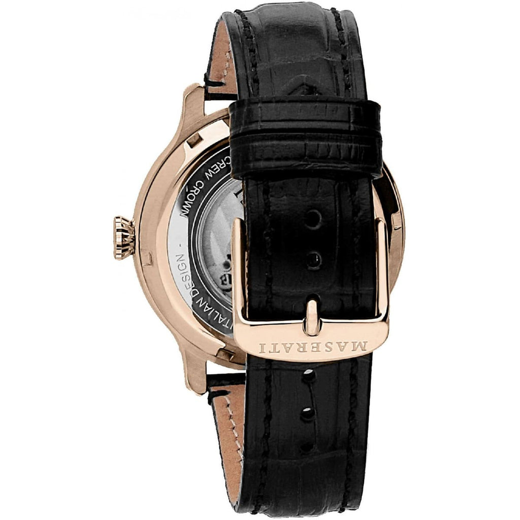 Maserati Epoca R8821118001 42mm Men’s Automatic Watch – Black Skeleton Dial & Black Alligator-Pattern Leather Strap