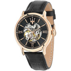 Maserati Epoca R8821118001 42mm Men’s Automatic Watch – Black Skeleton Dial & Black Alligator-Pattern Leather Strap