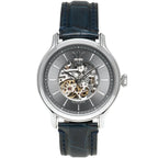 Maserati Epoca R8821118002 42mm Men’s Automatic Watch – Gray Skeleton Dial & Blue Alligator-Pattern Leather Strap