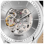 Maserati Epoca R8821118005 42mm Men’s Automatic Watch – Silver Dial & Black Alligator-Pattern Leather Strap