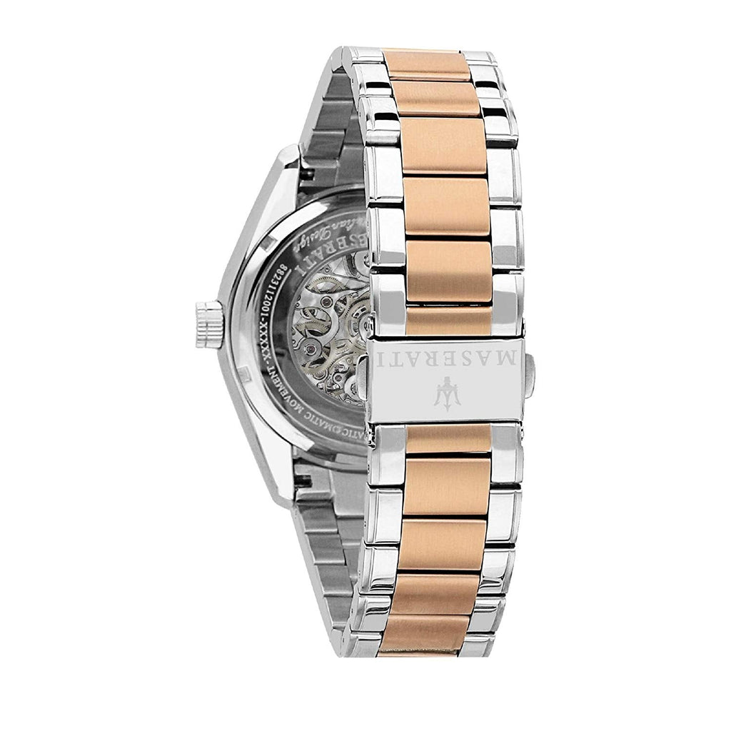 Maserati Traguardo R8823112001 45mm Men’s Automatic Watch – White Dial & Two-Tone Link Bracelet