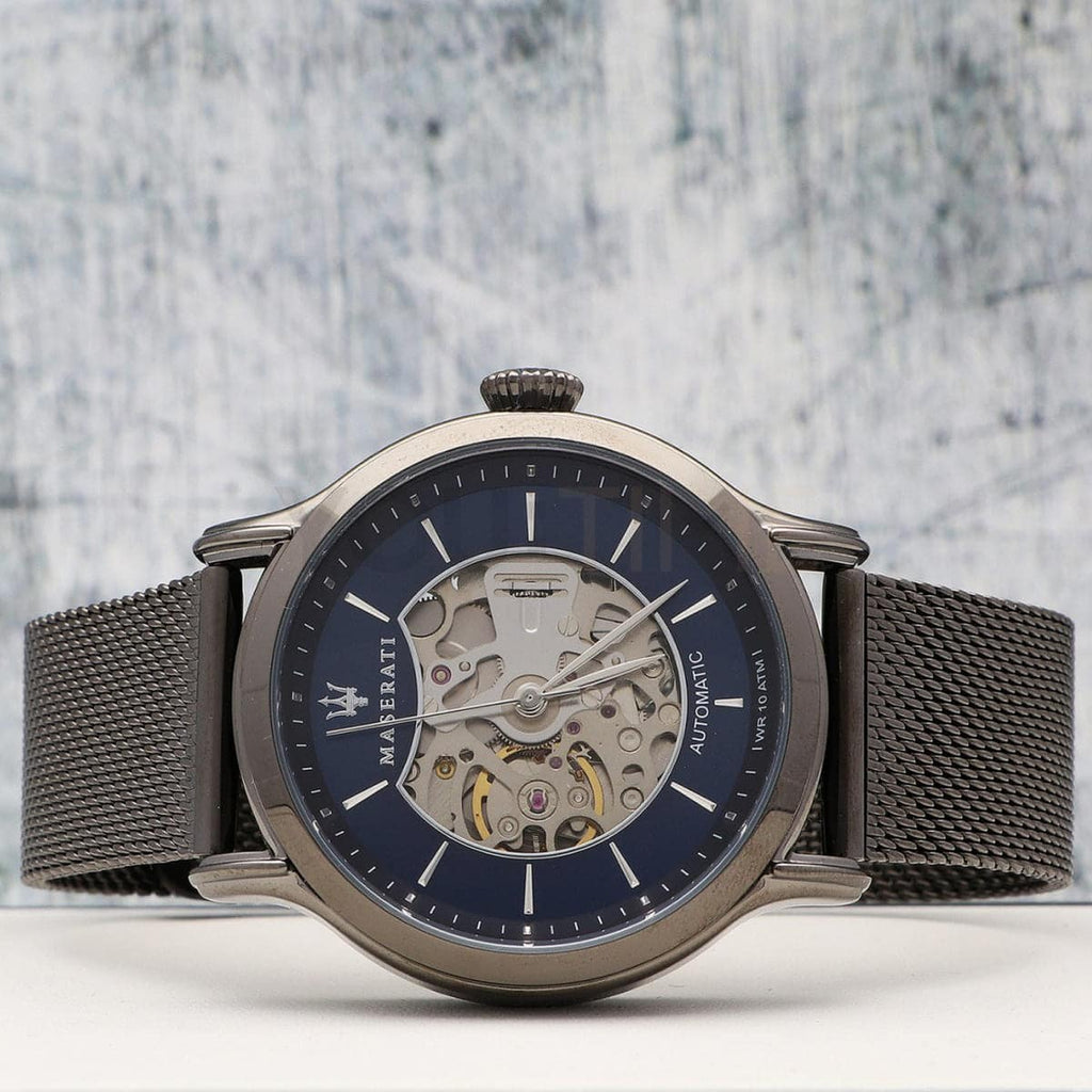 Maserati Epoca R8823118006 42mm Men’s Automatic Watch – Blue Dial & Gunmetal Gray Mesh Strap