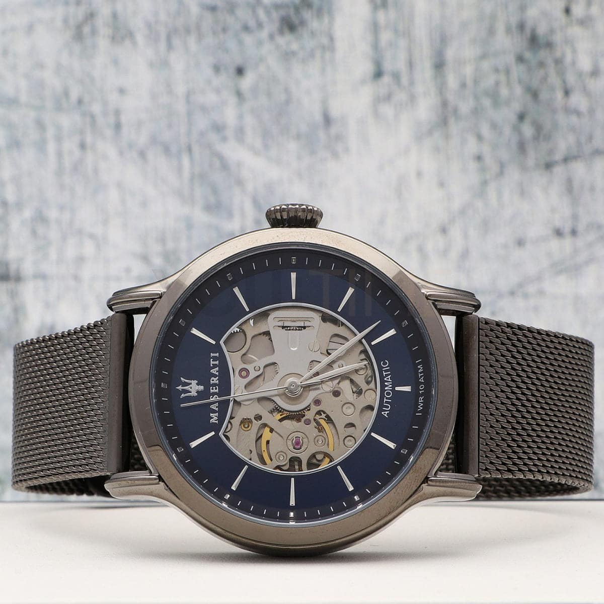 Maserati Epoca R8823118006 42mm Men’s Automatic Watch – Blue Dial & Gunmetal Gray Mesh Strap