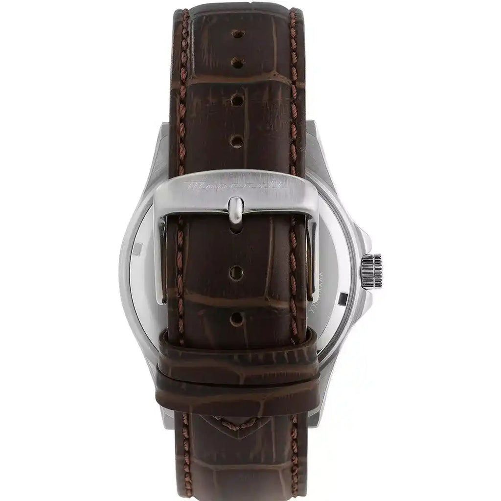 Maserati Competizione R8851100004 43mm Men’s Quartz Watch – Blue Honeycomb-Textured Dial & Brown Leather Strap