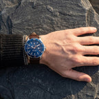 Maserati Competizione R8851100004 43mm Men’s Quartz Watch – Blue Honeycomb-Textured Dial & Brown Leather Strap