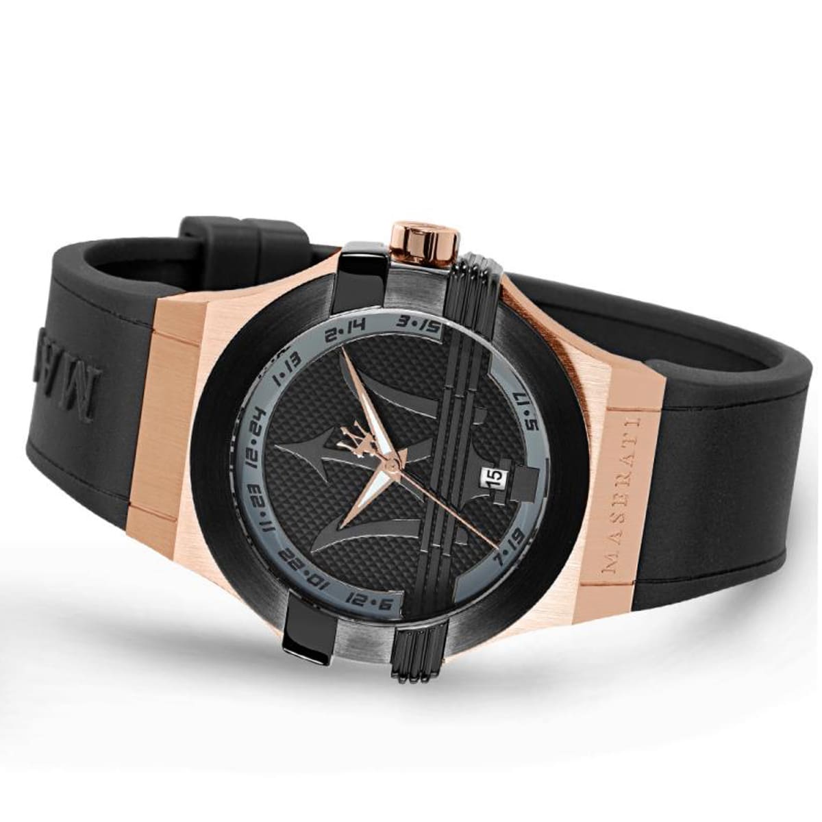 Maserati Potenza R8851108002 42mm Men’s Quartz Watch – Black Textured Dial & Black Rubber Strap