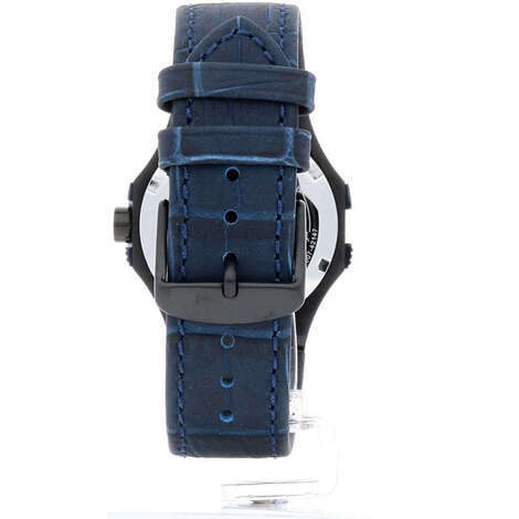 Maserati Potenza R8851108007 42mm Men’s Quartz Watch – Black Dial & Blue Alligator-Pattern Leather Strap