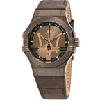 Maserati Potenza R8851108011 42mm Men’s Quartz Watch – Brown Sunray Dial & Brown Alligator-Pattern Leather Strap