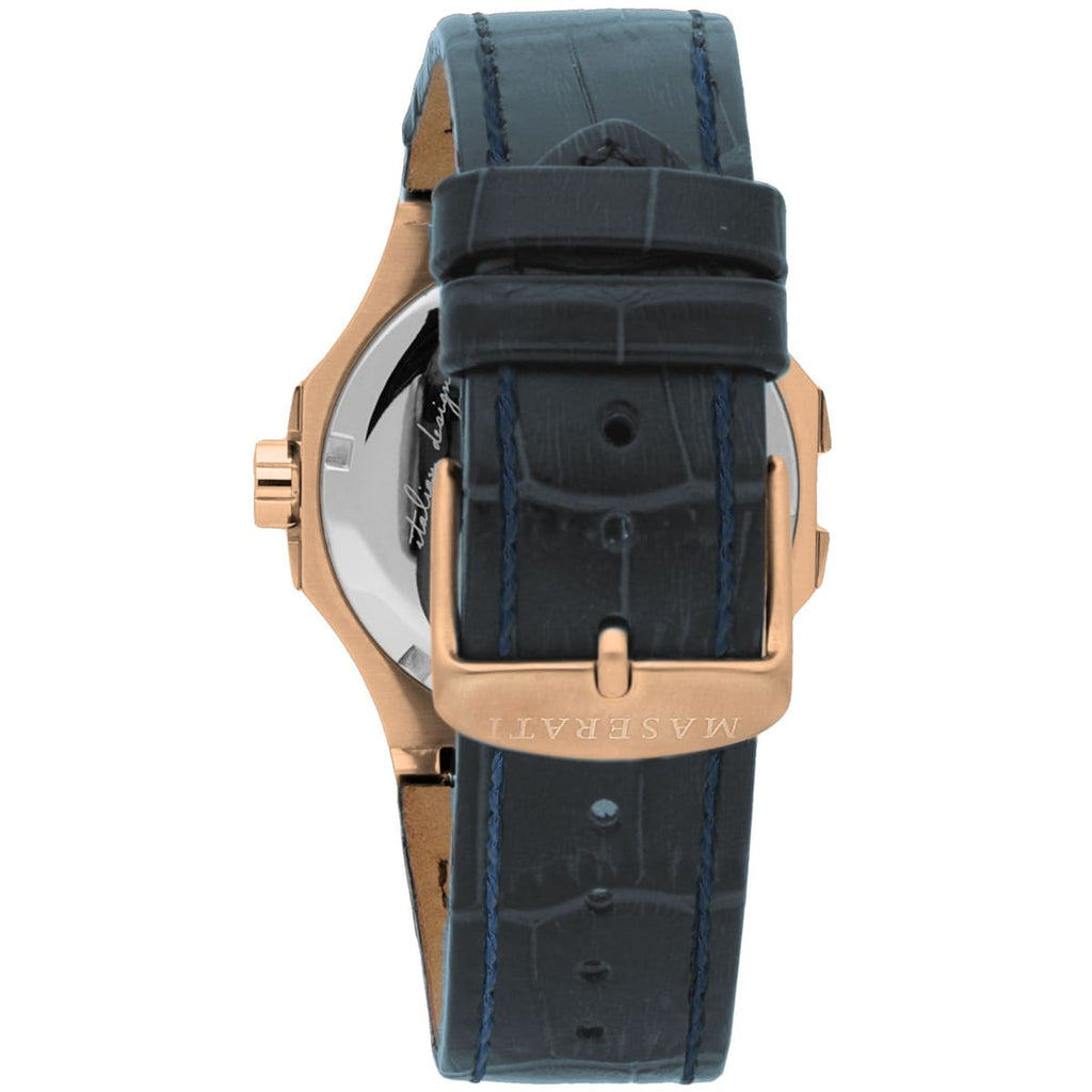 Maserati Potenza R8851108027 42mm Men’s Quartz Watch – Blue Textured Dial & Blue Alligator-Pattern Leather Strap