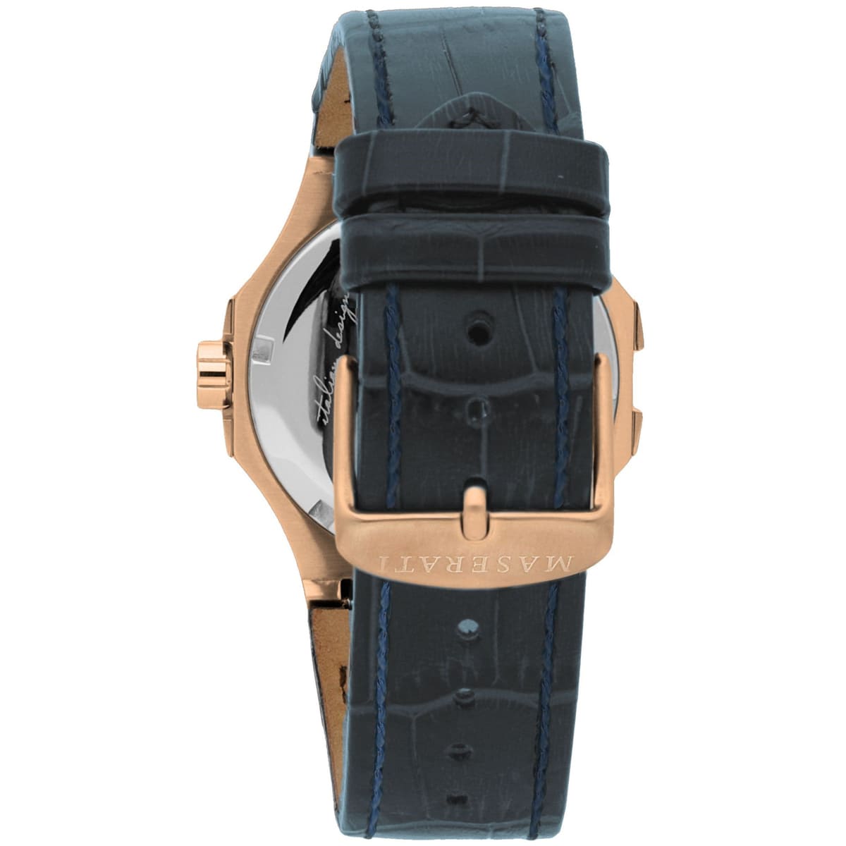 Maserati Potenza R8851108027 42mm Men’s Quartz Watch – Blue Textured Dial & Blue Alligator-Pattern Leather Strap