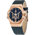Maserati Potenza R8851108027 42mm Men’s Quartz Watch – Blue Textured Dial & Blue Alligator-Pattern Leather Strap