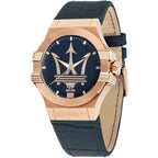 Maserati Potenza R8851108027 42mm Men’s Quartz Watch – Blue Textured Dial & Blue Alligator-Pattern Leather Strap
