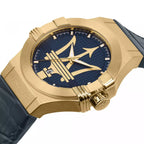 Maserati Potenza R8851108035 42mm Men’s Quartz Watch – Blue Waffle Dial & Blue Alligator-Pattern Leather Strap
