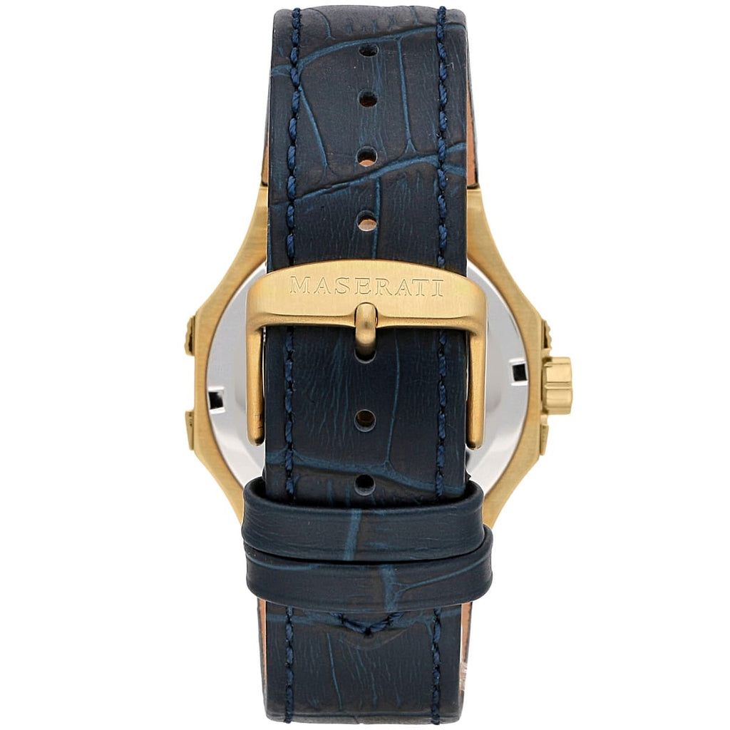 Maserati Potenza R8851108035 42mm Men’s Quartz Watch – Blue Waffle Dial & Blue Alligator-Pattern Leather Strap