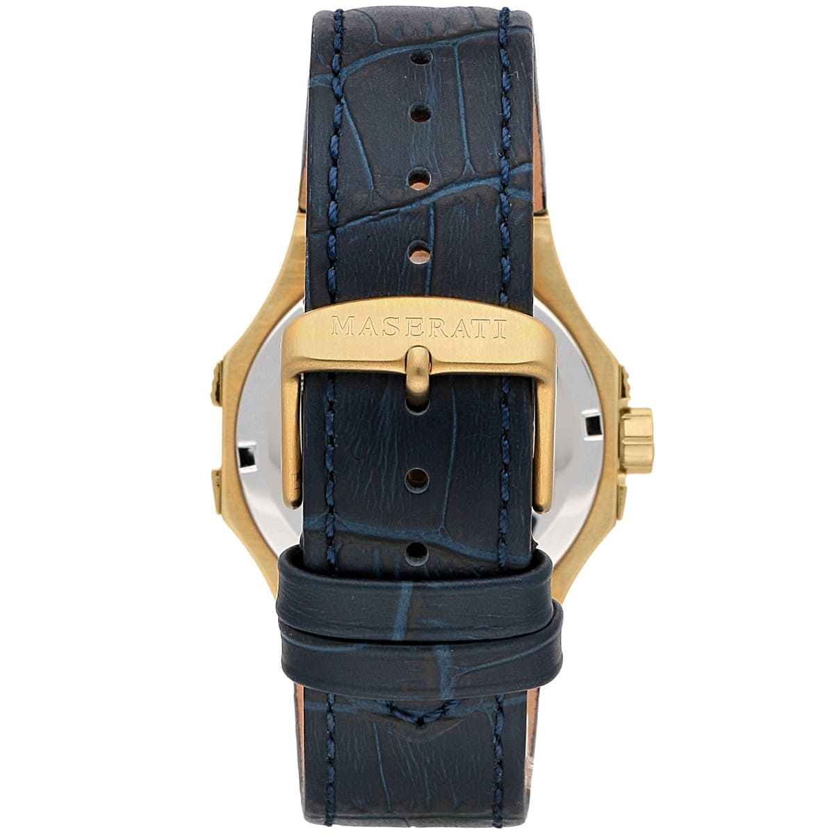 Maserati Potenza R8851108035 42mm Men’s Quartz Watch – Blue Waffle Dial & Blue Alligator-Pattern Leather Strap
