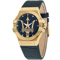 Maserati Potenza R8851108035 42mm Men’s Quartz Watch – Blue Waffle Dial & Blue Alligator-Pattern Leather Strap