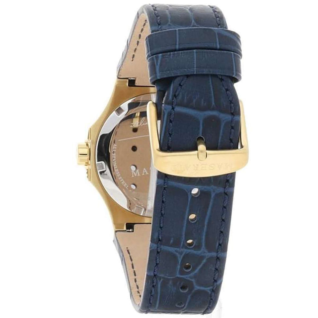 Maserati Potenza R8851108035 42mm Men’s Quartz Watch – Blue Waffle Dial & Blue Alligator-Pattern Leather Strap