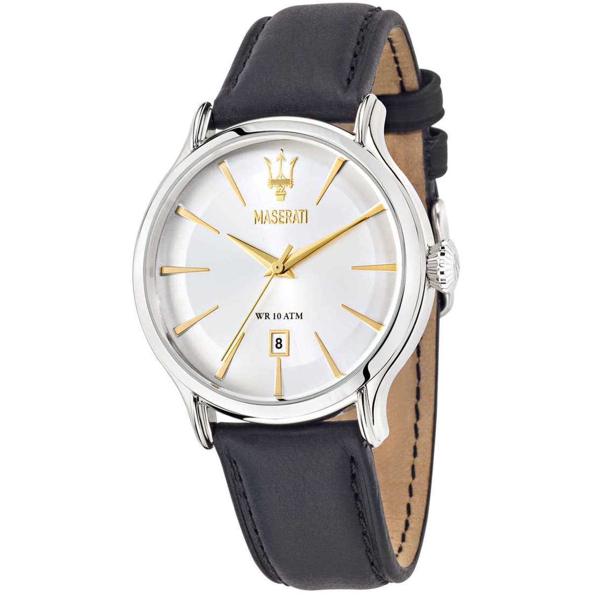 Maserati Epoca R8851118002 42mm Men’s Quartz Watch – Silver Sunray Dial & Black Leather Strap