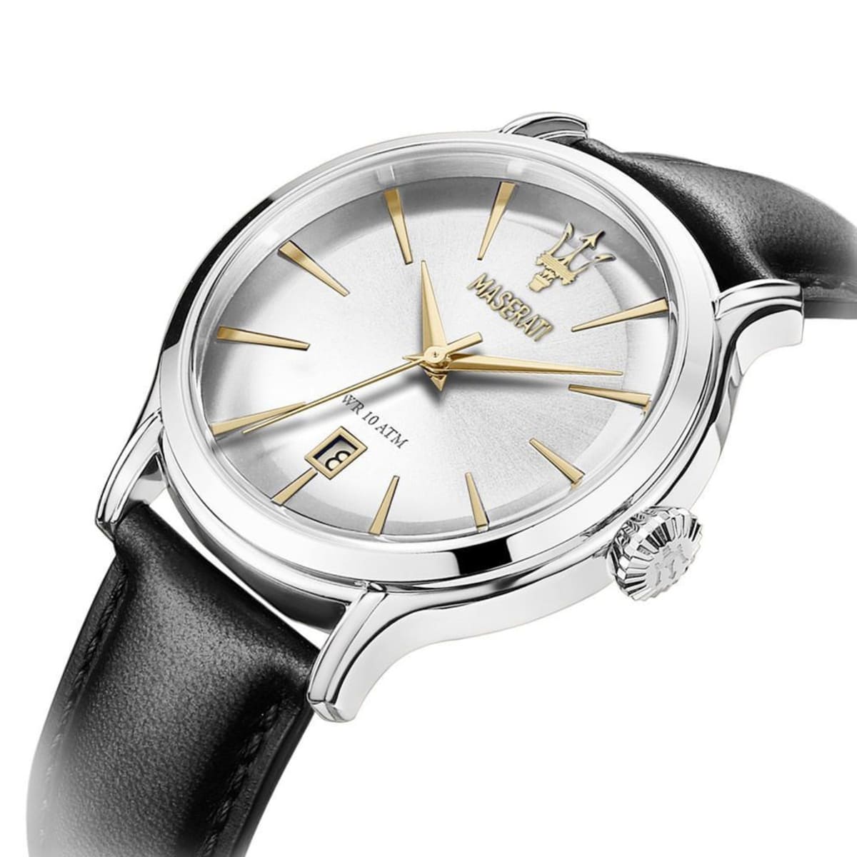 Maserati Epoca R8851118002 42mm Men’s Quartz Watch – Silver Sunray Dial & Black Leather Strap