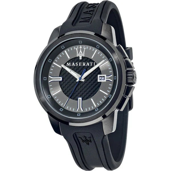 Maserati Sfida R8851123004 44mm Men’s Quartz Watch – Black Dial & Black Rubber Strap
