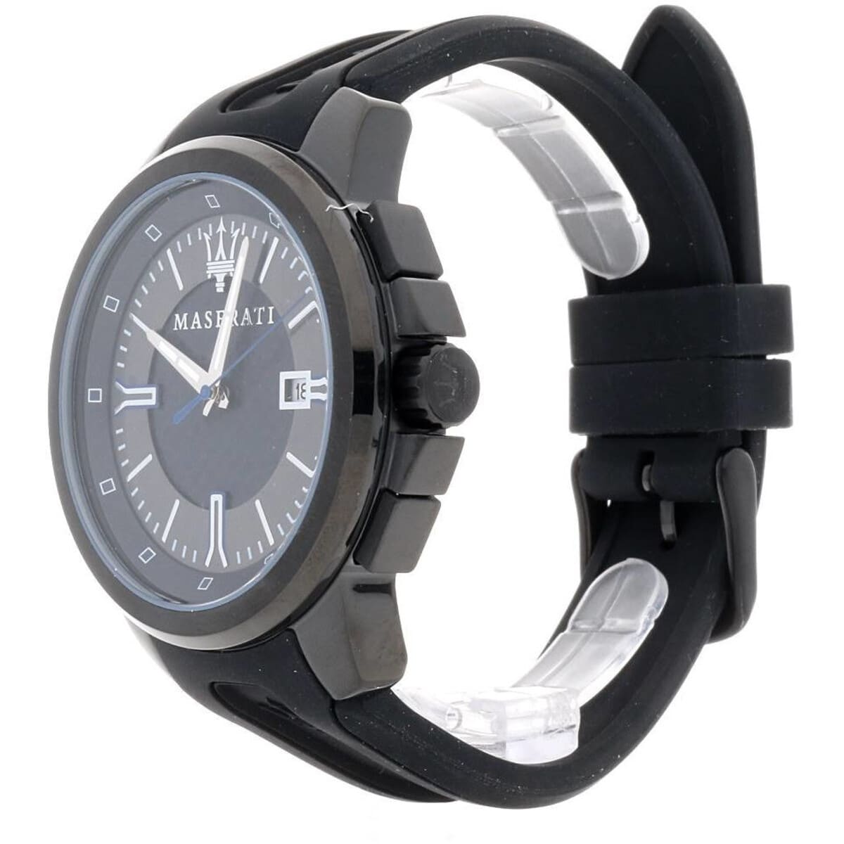 Maserati Sfida R8851123004 44mm Men’s Quartz Watch – Black Dial & Black Rubber Strap